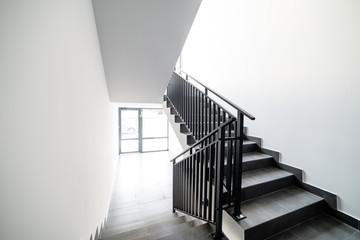 apartment building with a new design. metal handrails for people. Loft style in the house