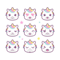 Cute Unicorn Smile Emoticon Set