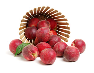 ripe peach on white background