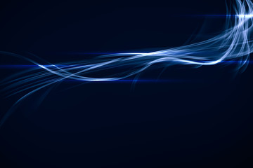 Abstract blue background element on black. Fractal graphics Illustration. Composition of glowing lines and motion blur traces. Movement and innovation concept. - Illustration