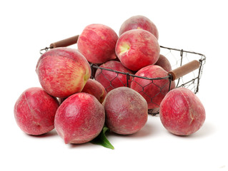 ripe peach on white background
