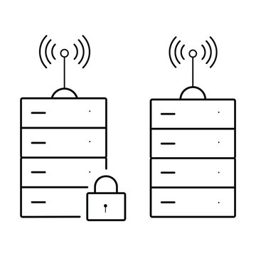  A set of simple icons with protected sevrer
