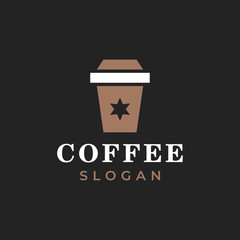 Coffee cup with star illustration for logo template design.