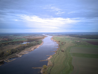 Fototapeta na wymiar Fluss Elbe aus der Luft Vogelperspektive - River Landscape Germany