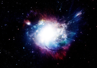 Stars, dust and gas nebula in a far galaxy