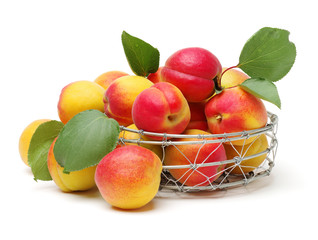 Fresh cut apricot fruits isolated on white background, with clipping path