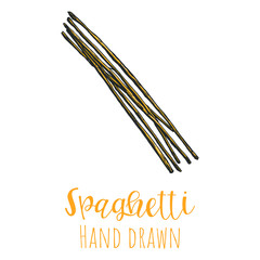 Spaghetti type pasta hand drawn vector illustration, isolated sketched pasta shape.