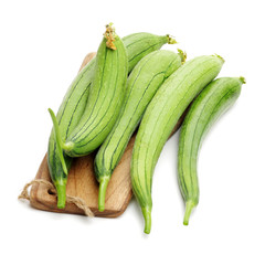 fresh loofah on the white background 