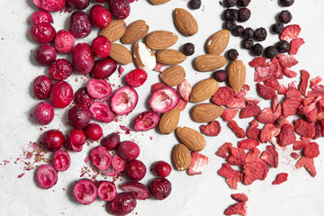 making homemade chocolate. ingredients, fruits and nuts for homemade chocolate.