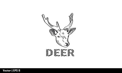 Logo Head Deer with linart style