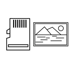 Micro sd card line icon. Photo gallery outline icon.