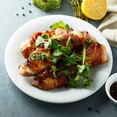 Chicken with bacon and pesto sauce