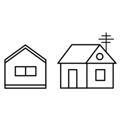 Home line. House with a chimney. Set icons