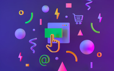 Abstract colored geometric shapes for web design. 3d render