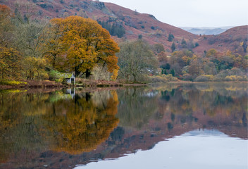 Autumn view on Grasmere Lake, English Lake District
