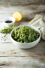 Pasta with homemade spinach pesto