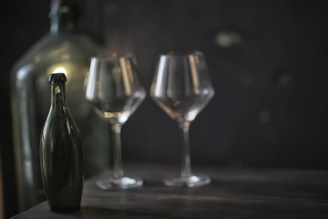 concept alcohol glass / beautiful glass, wine restaurant tasting aged wine