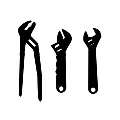 Vector pliers collection. Black tools for repair.