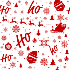 Merry Christmas pattern seamless. Red and white X-mas winter holiday background. Endless texture for gift wrap, wallpaper, web banner, wrapping paper and fabric pattern.