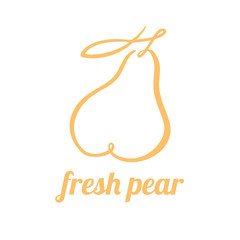 Pear continuous line drawing, minimalistic linear illustration. Vector made of a line