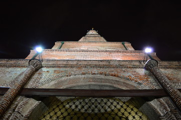 Sjujumbike tower at night in Kazan, Russia