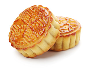 Mid-Autumn Festival moon cake on white background 