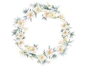 Beautiful flowers and leaves painted