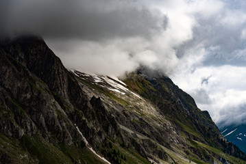 Clouds over italian Alps in Mont Blanc surroundings.