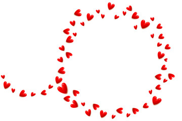 丸い赤いハートの枠と白バックとコピースペース