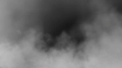 Atmospheric smoke or dry ice. Haze on black background. White smoke mist or fog surface.