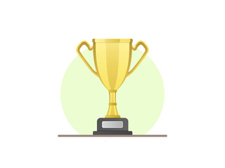 Golden Trophy Cup, Flat Icon, vector illustration