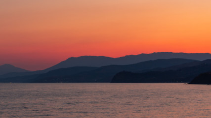 Wide panorama of Black Sea shores in Crimea, Travel during Summer