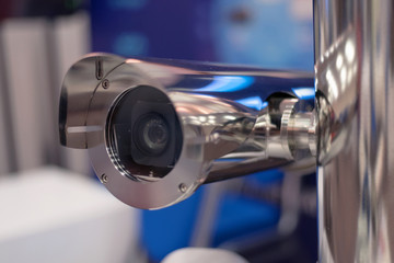 Security CCTV camera or surveillance system in office building, Intelligent cameras can record video all day and night to keep you safe from thieves. Surveillance camera Anti-theft system concept.