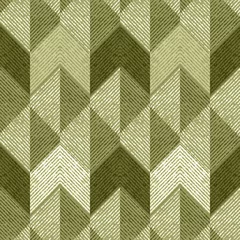 Printed roller blinds 3D Seamless abstract pattern. Olive lozenges and large cage.