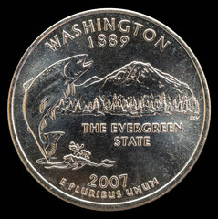 Coin 25 US cents. States and Territories. Washington