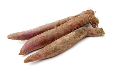 Fresh Dioscorea alata root isolated on white background