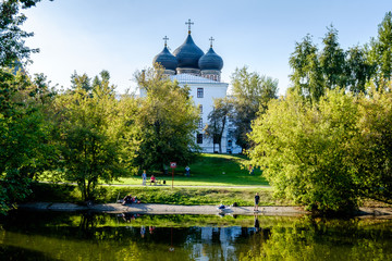 Fototapeta premium Moscow, Izmailovo, Silver-Grape Pond and recreation zone 