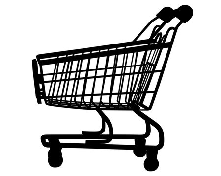 Metal cart from store on a white background