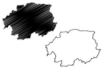 Banska Bystrica Region (Regions of Slovakia, Slovak Republic) map vector illustration, scribble sketch Banska Bystrica map