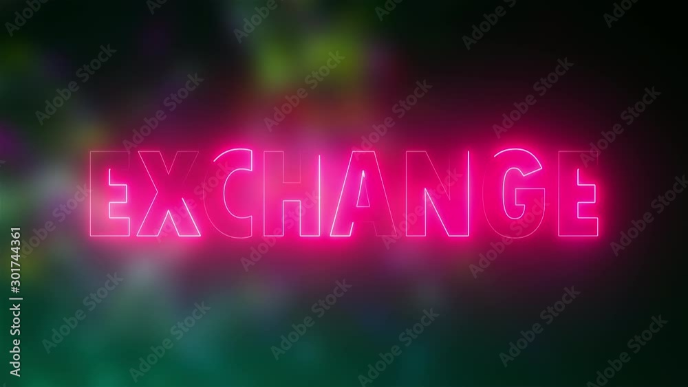 Poster text exchange of letters with a neon effect, 3d rendering background, computer generated