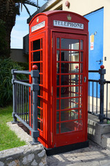 Red british telephone booth in Gibraltar, Europe