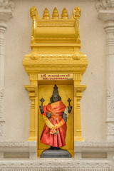 SINGAPORE, SINGAPORE - OCTOBER 08, 2016 : Statue of Sri Vaishnavi in Sri Veerama kaliamman temple in Little India, Singapore It is one of the oldest temples in Singapore.