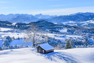 Fototapeta na wymiar Winterpanorama im Oberallgäu