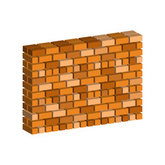 Brick wall.Vector isometric and 3D view.