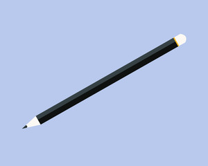 Black wooden pencil. illustration