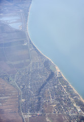 view from the aircraft on the Black Sea coast