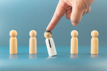 Concept Human resources search block wooden on background