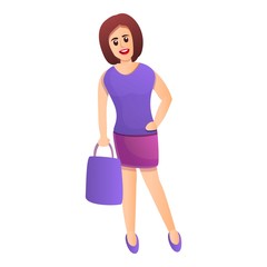 Woman shopper icon. Cartoon of woman shopper vector icon for web design isolated on white background