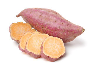 sweet potatoes on the white background