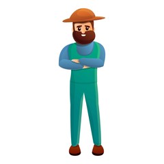 Bearded farmer icon. Cartoon of bearded farmer vector icon for web design isolated on white background